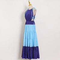 Halter tie shoulder cut out tiered maxi dress