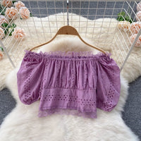 Off shoulder crop top and A line skirt set