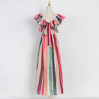 Flowy square neck back bowknot maxi dress