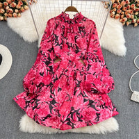 Open back floral ruffle A line dress