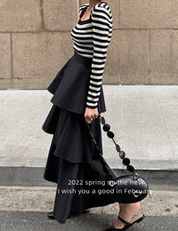 Layering tiered midi skirt