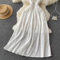 Elegant eyelet embroidery lace maxi dress