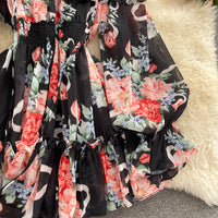 Off shoulder poet sleeve floral romper