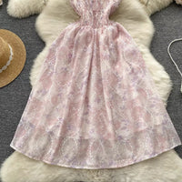 Butterfly sleeve smocked bodice embellished eyelet embroidery midi dress