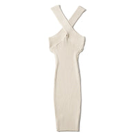 Halted cross midi knit dress