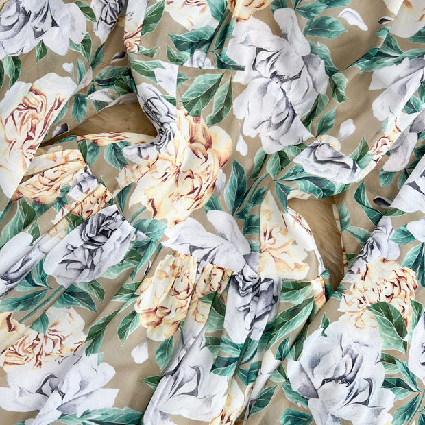 Open back floral ruffle A line dress