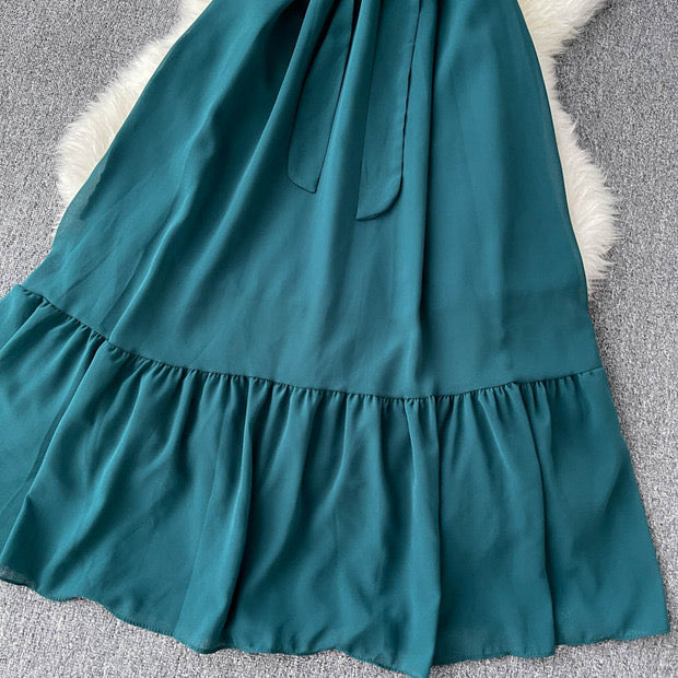 Flowy off shoulder belted maxi dress
