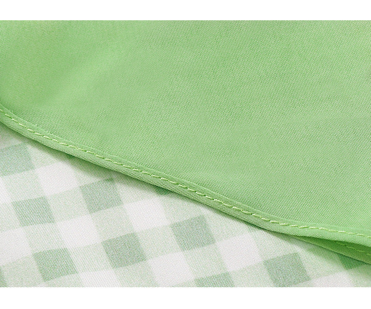 V neck green plaided midi dress