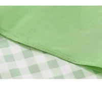 V neck green plaided midi dress