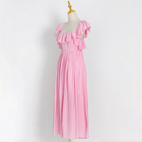 Flowy square neck back bowknot maxi dress