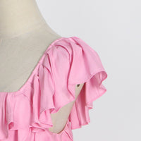 Flowy square neck back bowknot maxi dress
