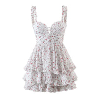 Tie shoulder floral cami midi layer dress