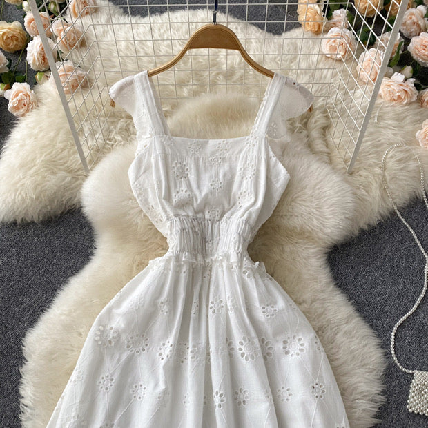 Elegant eyelet embroidery lace maxi dress