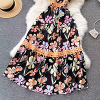 Bowknot strappy embellished lace Adrianna floral dress