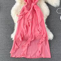 Strappy contract ruffle midi dress
