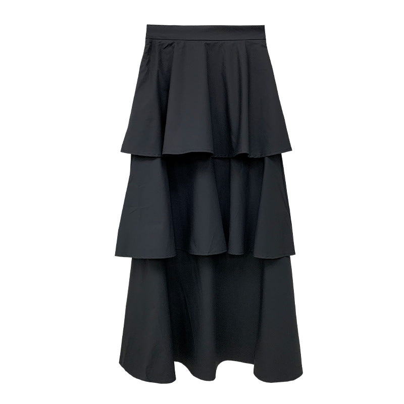 Layering tiered midi skirt