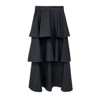 Layering tiered midi skirt