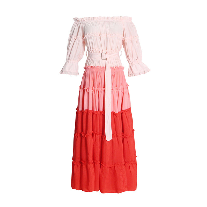 Off shoulder ruffle tiered midi dress