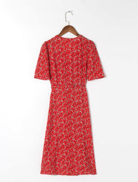 Side buttons midi wrap floral dress