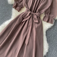 Flowy off shoulder belted maxi dress