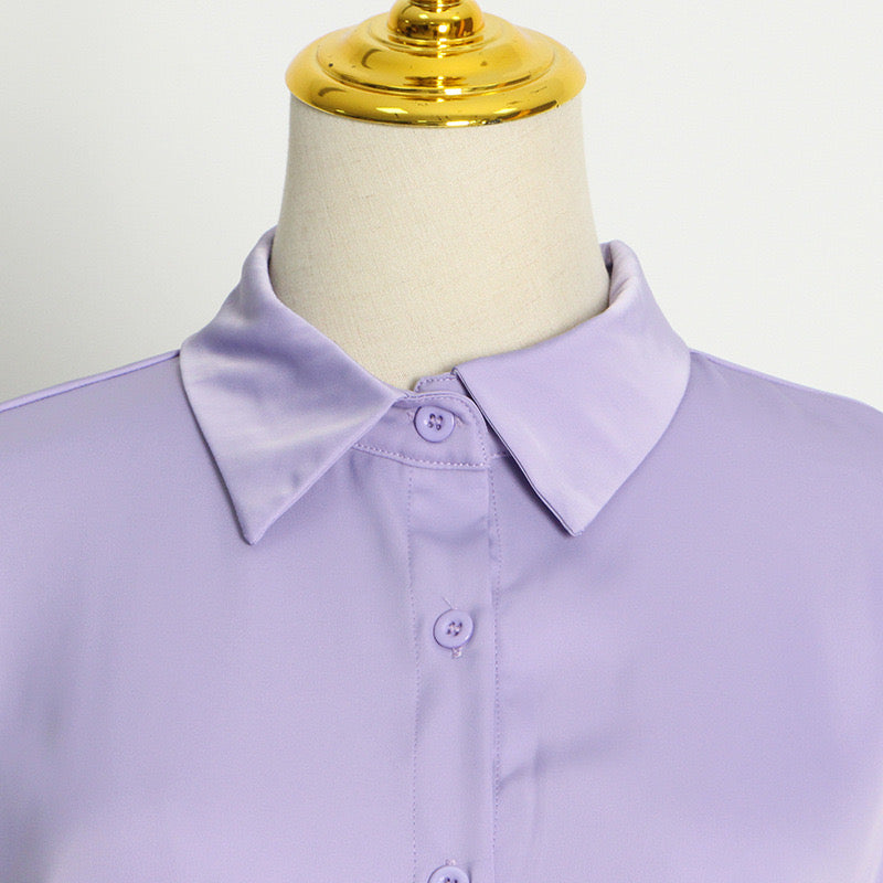Lilac feathers blouse dress