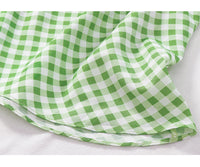 V neck green plaided midi dress