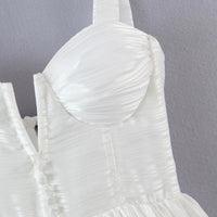 Tie shoulder cami V cut ruffle layers dress