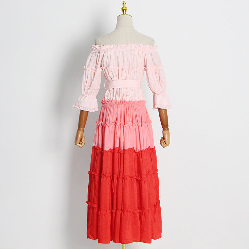 Off shoulder ruffle tiered midi dress