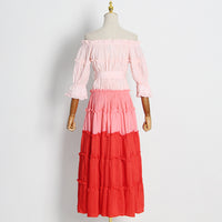 Off shoulder ruffle tiered midi dress