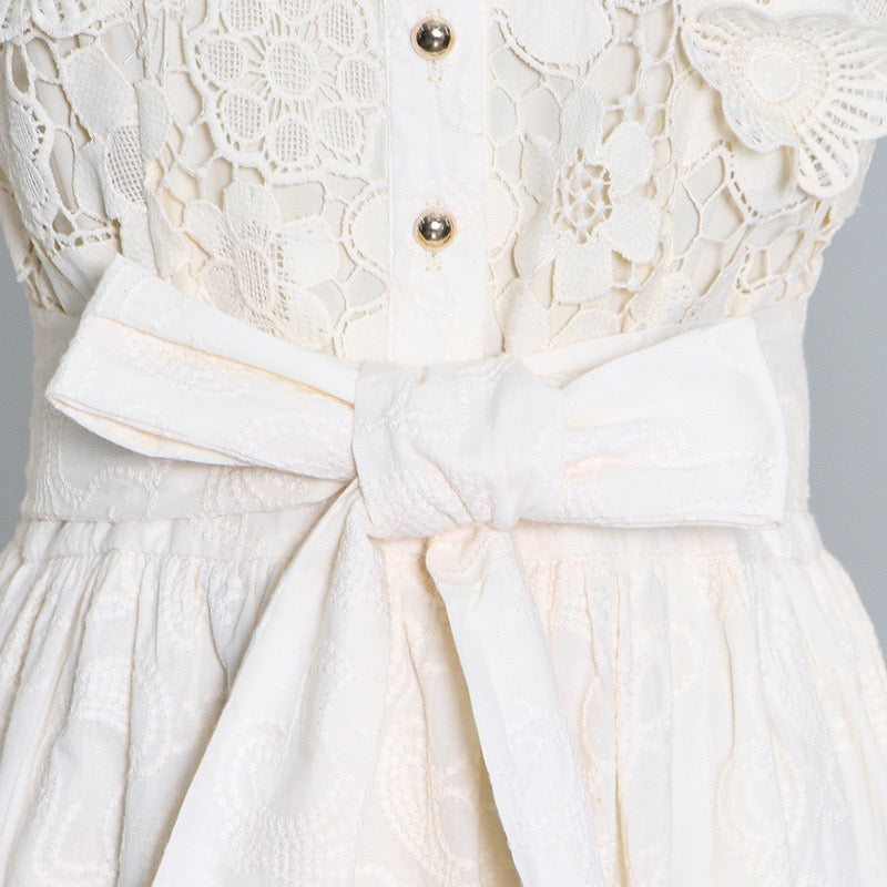 3D embroidery lace floral A line dress