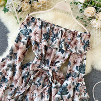 Off shoulder flare sleeve floral romper