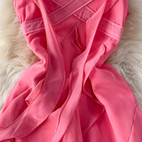 Strappy contract ruffle midi dress