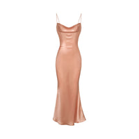 Plunging criss cross back slip dress