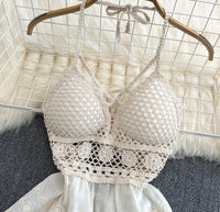 Embroidery lace cami swimming 2 pieces set