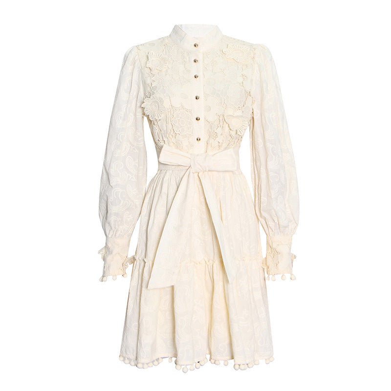 3D embroidery lace floral A line dress