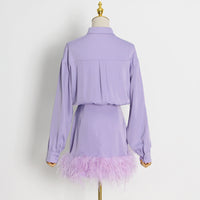 Lilac feathers blouse dress