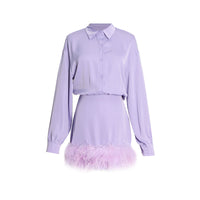 Lilac feathers blouse dress