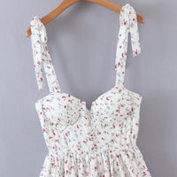 Tie shoulder floral cami midi layer dress