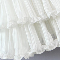 Tie shoulder cami V cut ruffle layers dress