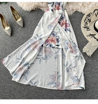 Flappy off shoulder floral split midi dress