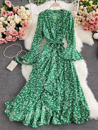 High-low Asymmetrical ruffle wrap summer dress