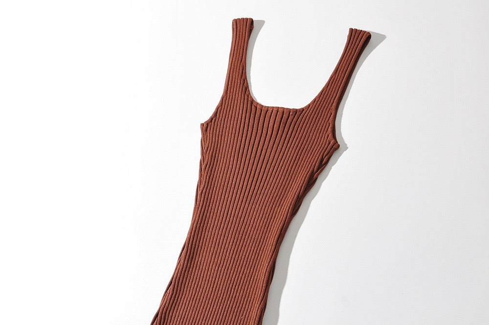 Sleeveless lounge long knit dress