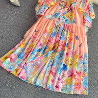 Belted button through floral chiffon maxi dress