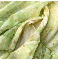 Bishop sleeve V neck ruffle floral dress