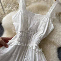 Elegant eyelet embroidery lace maxi dress