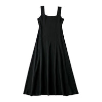 Square neck black knit dress