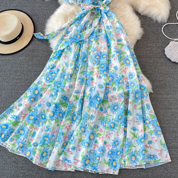 One shoulder ruffle floral maxi dress