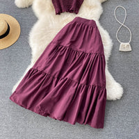 Smocked bodice crop top and prairie skirt set