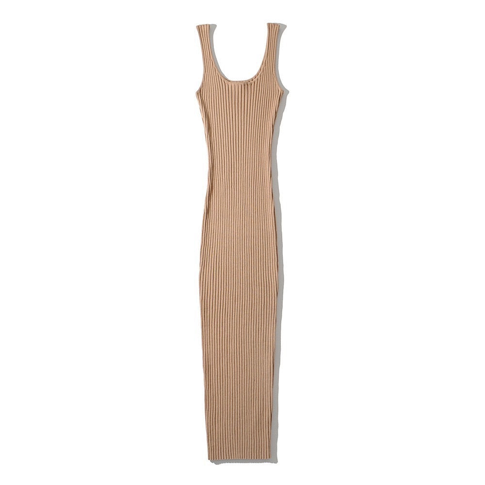 Sleeveless lounge long knit dress