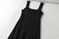 Square neck black knit dress